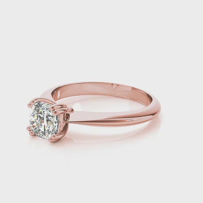 IGI Lab-Grown Cushion Diamond Double 4 Prong Solitaire Engagement Ring, D Color VVS Clarity