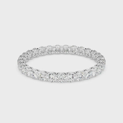 0.50-3.00ct Lab-Grown D/VVS Round Cut Diamond U Prong Full Eternity Wedding Ring