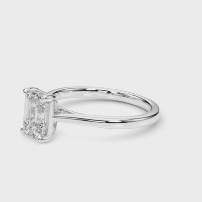 Lab-Grown D-VVS Emerald Cut Diamond 4-Prong Solitaire Engagement Ring