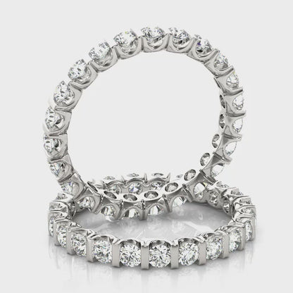 0.50-3.00ct Lab-Grown Round Cut D/VVS Diamond Bar Set Full Eternity Wedding Ring.