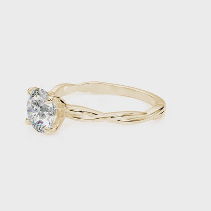 Lab Grown Diamond Round Cut D/VVS Solitaire Prong Set Twisted Engagement Ring