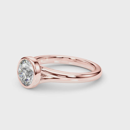 Lab Grown Diamond D-VVS Round Cut Bezel Set Solitaire Wedding Ring Birthday Gift for Her