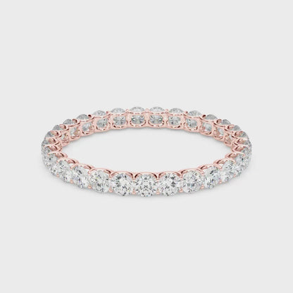 0.50-3.00ct Lab-Grown D/VVS Round Cut Diamond U Prong Full Eternity Wedding Ring