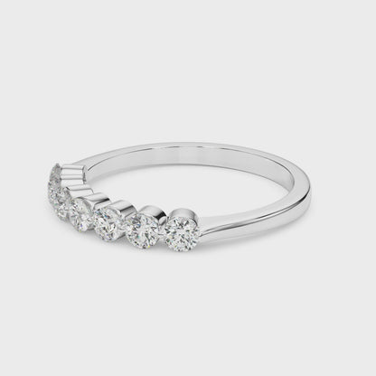Round Lab Grown 7 Stone Diamond Engagement Ring Gift for Her, D Color VVS Clarity