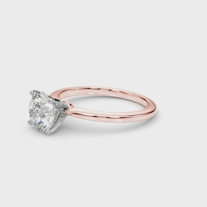 IGI Lab-Grown Cushion Diamond Four Prong Solitaire Engagement Ring, D Color VVS Clarity