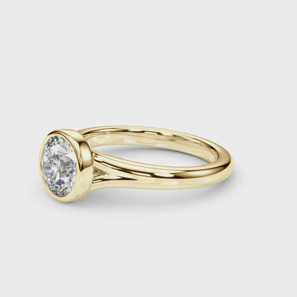 Lab Grown Diamond D-VVS Round Cut Bezel Set Solitaire Wedding Ring Birthday Gift for Her