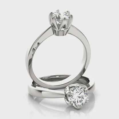 IGI Lab-Grown Round Cut Diamond Solitaire 6-Prong Engagement Ring Gift for Her.