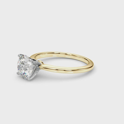 IGI Lab-Grown Cushion Diamond Four Prong Solitaire Engagement Ring, D Color VVS Clarity