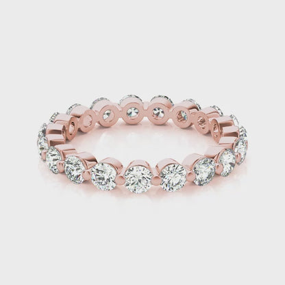 0.50-3.00ct Lab-Grown Round Cut D/VVS Diamond Single Shared Prong Full Eternity Wedding Ring
