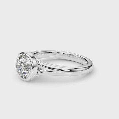 Lab Grown Diamond D-VVS Round Cut Bezel Set Solitaire Wedding Ring Birthday Gift for Her
