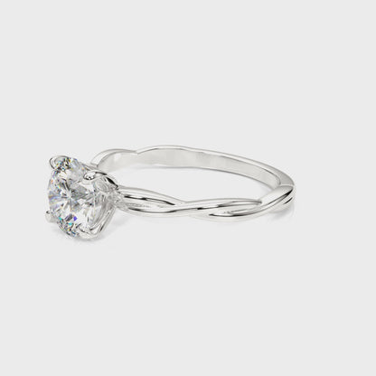 Lab Grown Diamond Round Cut D/VVS Solitaire Prong Set Twisted Engagement Ring