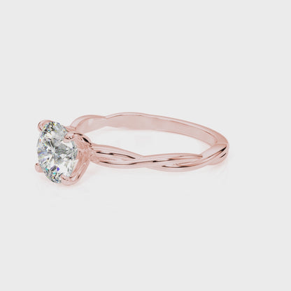 Lab Grown Diamond Round Cut D/VVS Solitaire Prong Set Twisted Engagement Ring