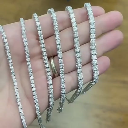 Tennis Bracelet For Women Natural Round Cut Diamond Claw Set With Two Secure Locks, 1.75 Ct To 8.00 Ct, 7" Inches Length