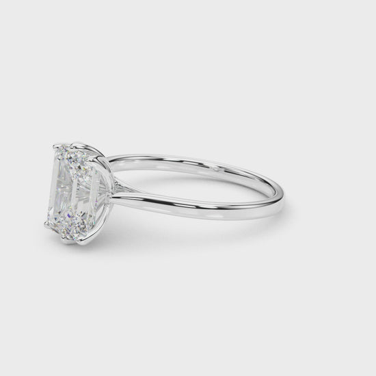 Lab-Grown D-VVS Emerald Cut Diamond 6-Prong Solitaire Engagement Ring Gift For Her