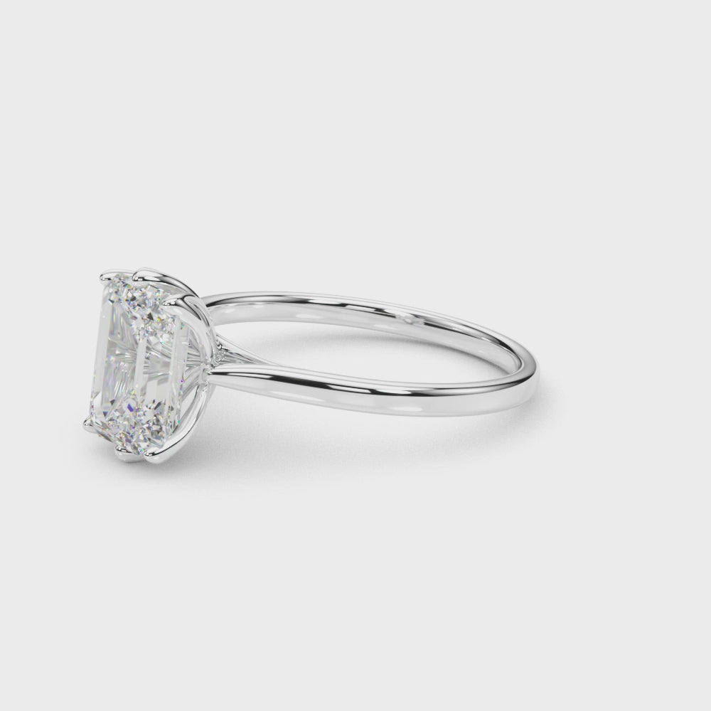Lab-Grown D-VVS Emerald Cut Diamond 6-Prong Solitaire Engagement Ring Gift For Her