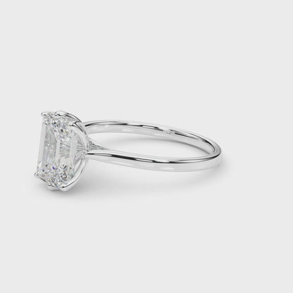 Lab-Grown D-VVS Emerald Cut Diamond 6-Prong Solitaire Engagement Ring Gift For Her