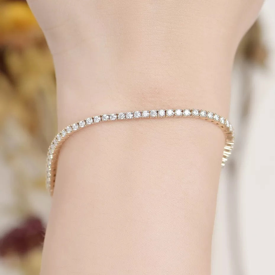 Tennis Bracelet For Women Natural Round Cut Diamond Claw Set With Two Secure Locks, 1.75 Ct To 8.00 Ct, 7" Inches Length