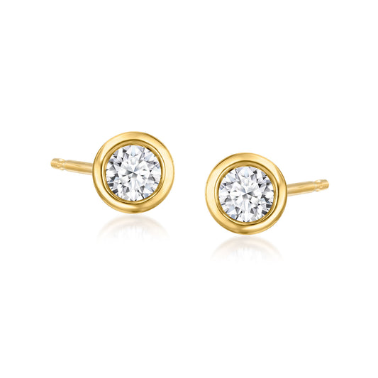 1.00Ct Lab Grown Diamond Bezel Set Solitaire Studs Earrings in Gold