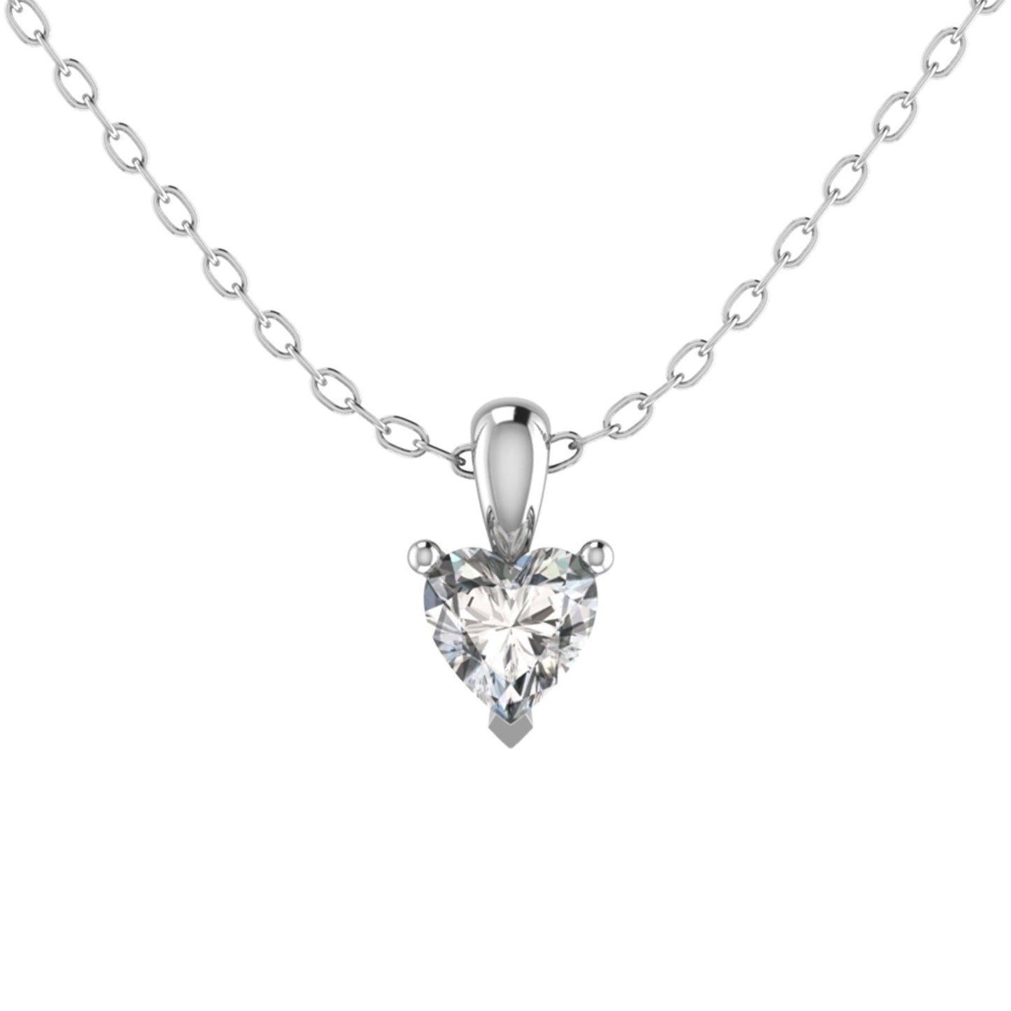 0.40 Carat Natural Heart Cut Diamond Claw Set Solitaire Pendant in Gold