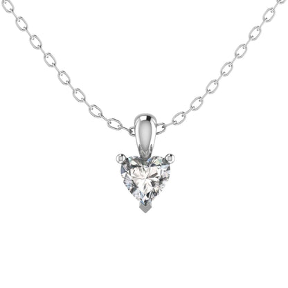 0.40 Carat Natural Heart Cut Diamond Claw Set Solitaire Pendant in Gold