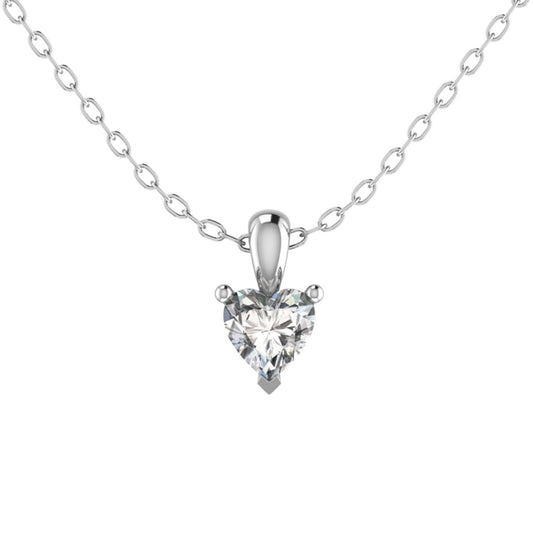 0.40 Carat Natural Heart Cut Diamond Claw Set Solitaire Pendant in Gold
