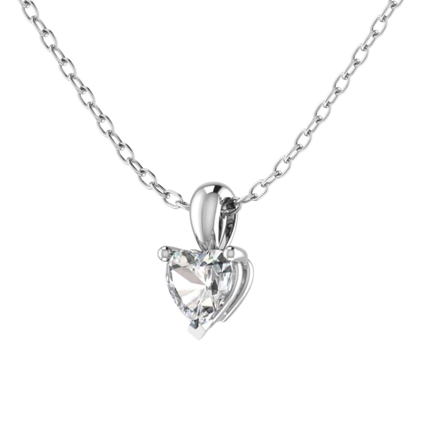 0.40 Carat Natural Heart Cut Diamond Claw Set Solitaire Pendant in Gold