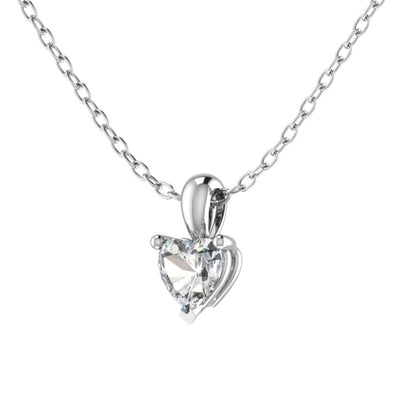 0.40 Carat Natural Heart Cut Diamond Claw Set Solitaire Pendant in Gold
