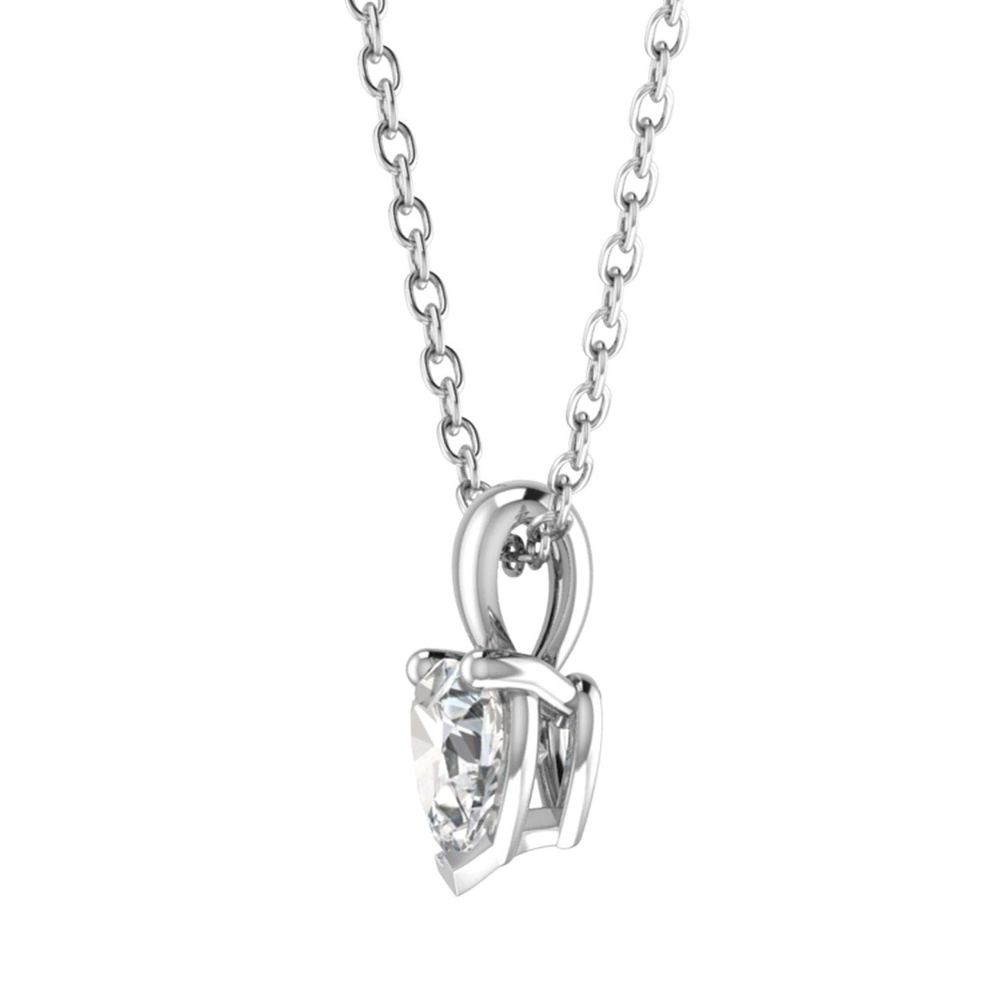0.40 Carat Natural Heart Cut Diamond Claw Set Solitaire Pendant in Gold